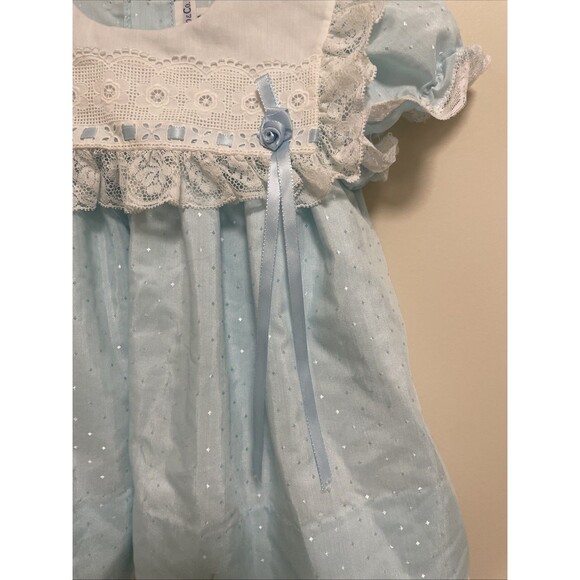 C.I. Castro & Co VTG Baby Girls Pinafore Style Blue Lace Dress Diaper Cover 18M - Picture 3 of 11